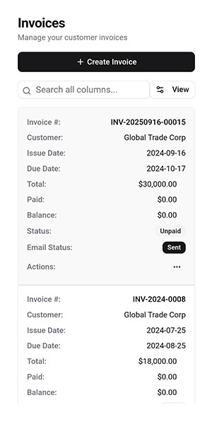 InvoiceArc Mobile Expenses View